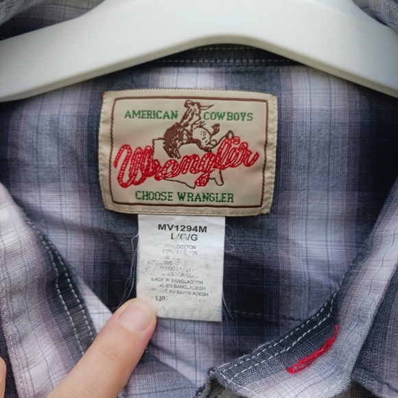 Vtg Wrangler Men’s Plaid Pearl Snap Western Cowboy Shirt Size Large USA - Picture 3 of 5